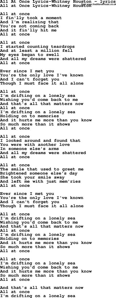 Love Song Lyrics for:All At Once Lyrics-Whitney Houston