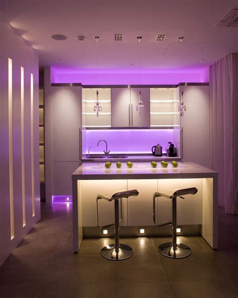 Kitchen Lighting (8) | Kitchen lighting design, Kitchen plinth lights, Purple kitchen