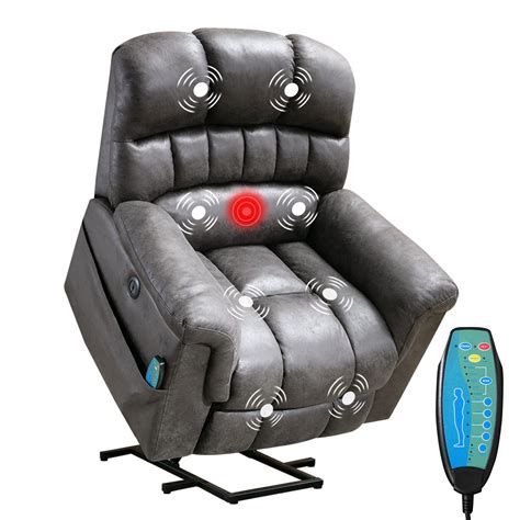 Phoenix Home Large Power Lift Chair with Massage and Heat for Elderly Recliner, Grey for sale ...