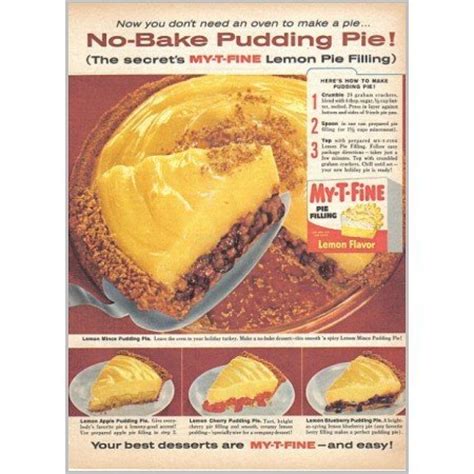 1959 My-T-Fine Pie Filling Pudding Pie Recipe Color Print Ad