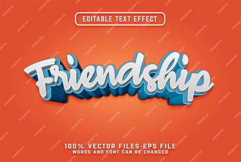 Premium Vector | Friendship 3d cartoon text effect premium vectors