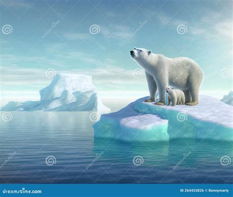 Polar bear above iceberg stock illustration. Illustration of northern - 264455826