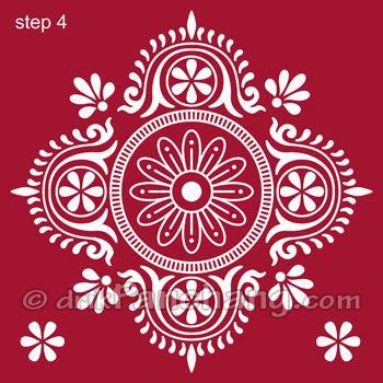 Bengali Alpona Design Image Also called as alpona alpana mehndi kolam floral paisley ornamental ...