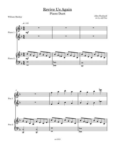 Revive Us Again - Piano Duet (arr. Jeff Pitts) by John Husband Sheet Music for Instrumental Duet ...