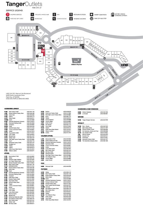 Center Map For San Marcos Premium Outlets® - A Shopping Center In - Tanger Outlet Texas City Map ...