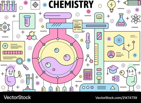 Thin line chemistry poster banner template Vector Image