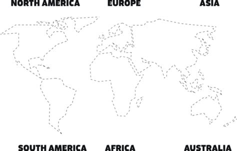 Minimalist World Map With Six Continents In Flat Vector Vector ...