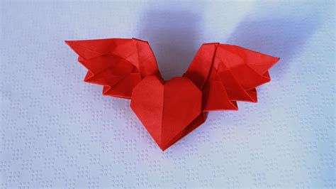 How to make an origami heart - origami winged heart 3.0 (wings up) (Henry Phạm) | Origami art ...