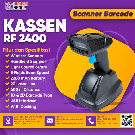 Kassen RF 2400 Scanner Barcode 2D Wireless Indonesian Barcode