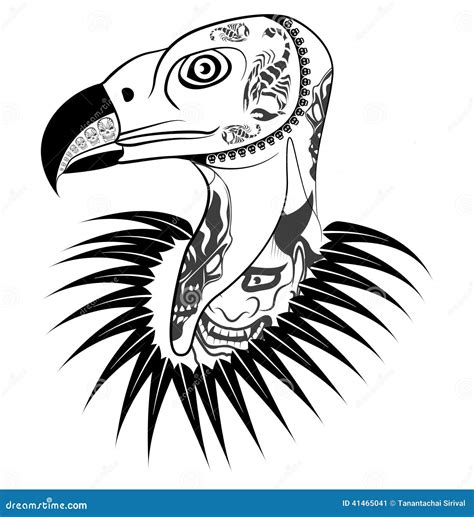 Vulture head with tattoo stock vector. Illustration of evil - 41465041