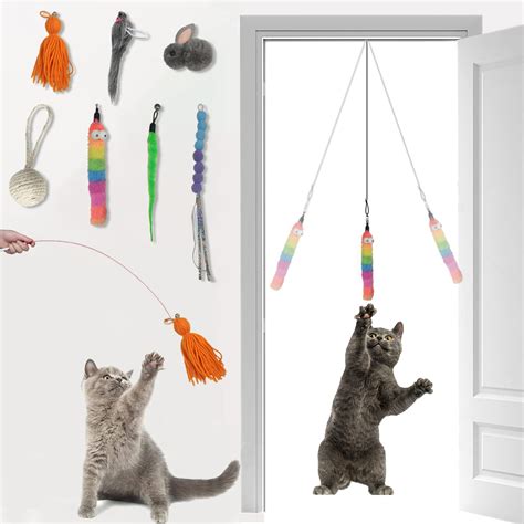 PEMOO Cat Toys Door Hanging Cat Toy[9PCS Cat's Favorite Toy Collection/Two Ways to Play ...