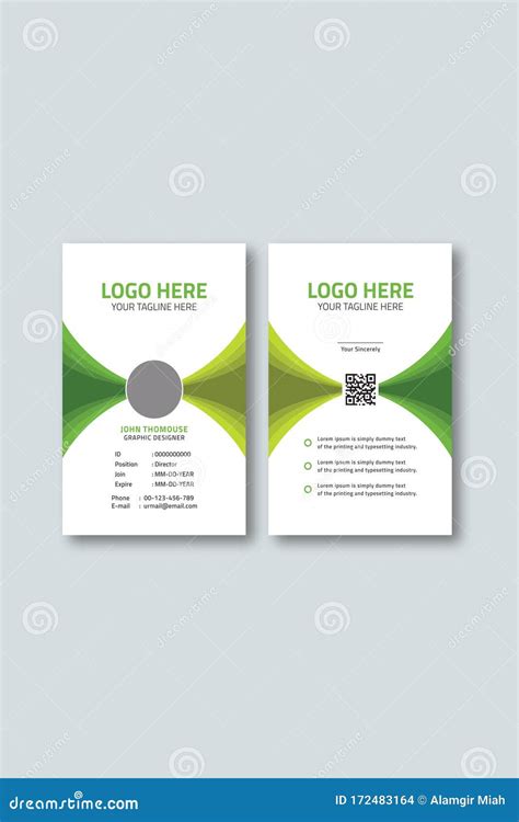 Corporate Vertical Id Card Template Stock Vector - Illustration of modern, office: 172483164