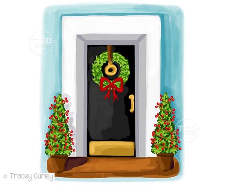 Christmas House Clipart Christmas Card Art Southern Chic - Etsy