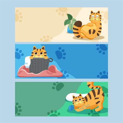 Cute Yellow Cat Banner Set 21623058 Vector Art at Vecteezy