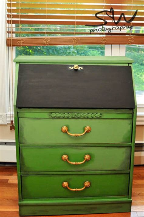 Vintage Secretary Desk Desk Small Hutch Green furniture