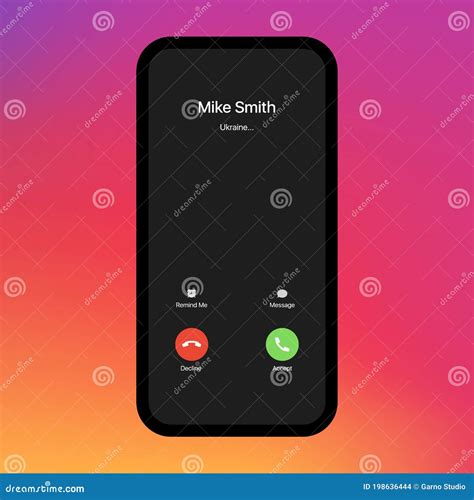 IPhone Call Screen. Interface. Accept Button, Decline Button. Incoming ...