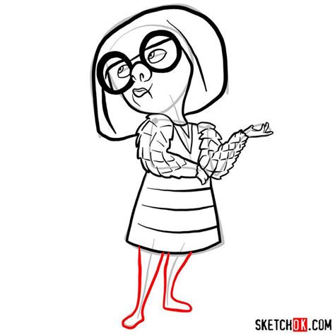 How to draw Edna Mode from The Incredibles - Sketchok | Edna mode, Easy ...