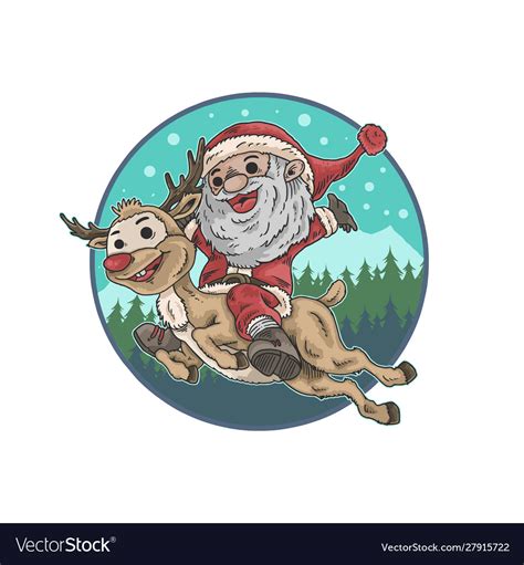 Cute santa claus and deer Royalty Free Vector Image