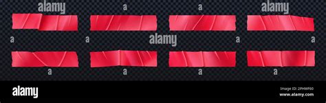 Red adhesive tape pieces isolated on transparent background. Sticky ...