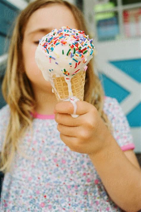 "Girl Eating Melting Ice Cream Cone" by Stocksy Contributor "Jamie Grill Atlas" in 2023 | Ice ...