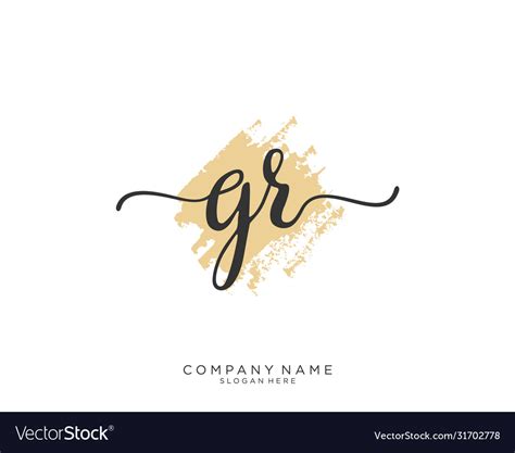 Gr initial handwriting logo design Royalty Free Vector Image