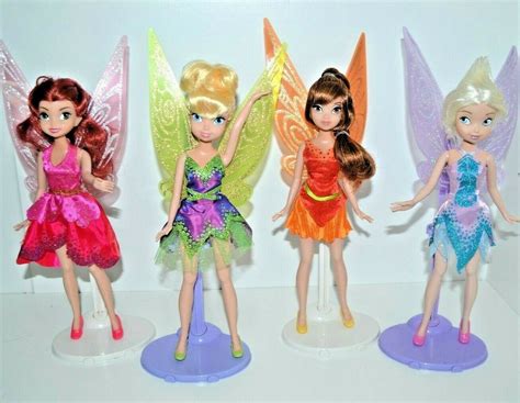 Disney Parks Pixie Hollow Fairies Collectible Piece Figure Set (Tinkerbell, Silvermist, Fawn ...