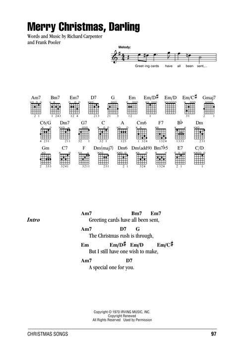 Merry Christmas, Darling Sheet Music | Carpenters | Lyrics & Chords