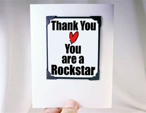 Thank You Card. Thank You Rock Star Card. Magnet Greeting Card. MT077 ...