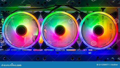 Three Colorful Bright Rainbow Led Rgb Pc Fan Air Case Cooler White Desktop Computer Chassis ...