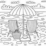 Summer Sunny beach coloring Page Vector hand drawn With  sketch template