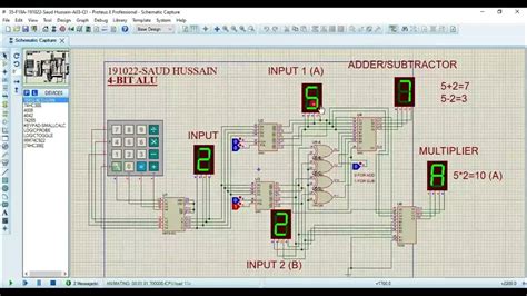 4 BIT ALU CIRCUIT, COMBINATION CIRCUIT | PROTEUS | DLD | 191022 | SAUD ...