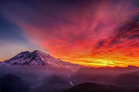 The most amazing sunrise I've witnessed with Mt. Rainier to accompany it. Viewed from High Rock ...