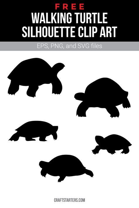 Free walking turtle silhouette clip art (personal use only). The designs are available in EPS ...