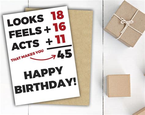 45th Birthday Card Printable Instant Download for Forty | Etsy