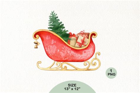 Santa sleigh clipart Christmas sleigh sublimation design PNG