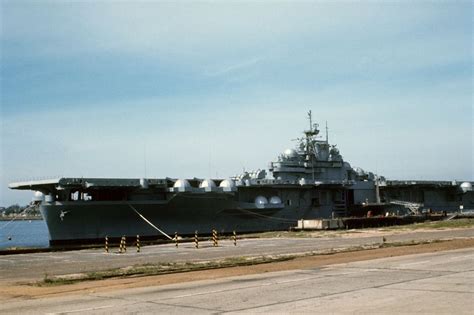 Decommissioned Essex class USS Bunker Hill (ex-CV-17, AVT-9) moored at North Island, San Diego ...