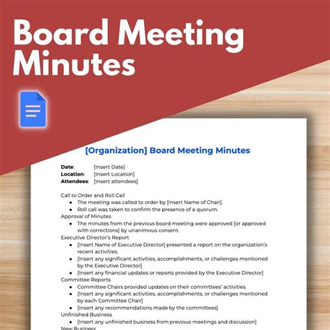 BOARD MEETING MINUTES Template Board of Directors, Nonprofit Template ...