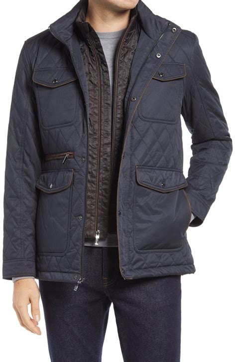 Men's Johnston & Murphy Water Resistant Quilted Jacket, Size Medium - Blue | Quilted jacket ...