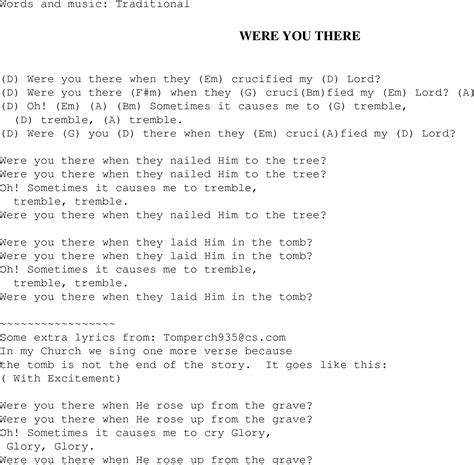 Were You There? - Christian Gospel Song Lyrics and Chords