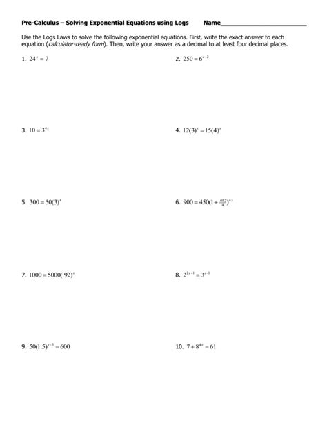 Solving Exponential Equations Worksheet – Imsyaf.com