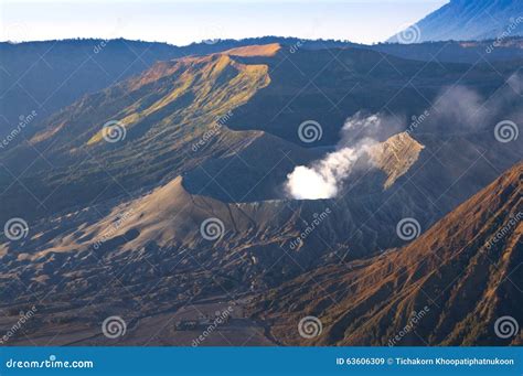 Bromo, Batok And Semeru Volcanoes, Java Island, Indonesia Stock Photo ...