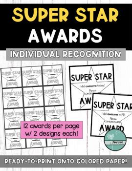 Super Star Award - Individual Recognition - Ready-to-Print - Classroom & PE