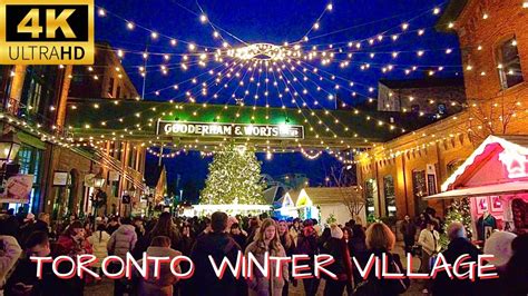 Toronto Christmas Market | Winter Village at Distillery District 2023 | Night Walking Tour [4K ...