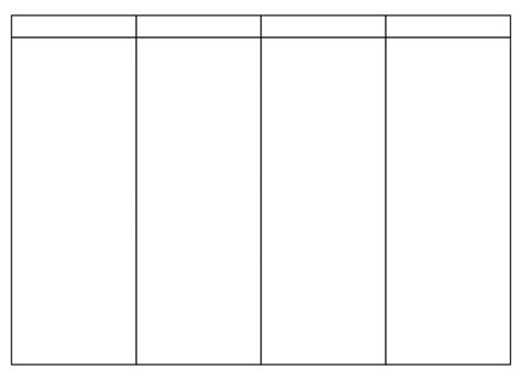 Blank 4 Column Chart Printable | Column, Templates printable free, Table template