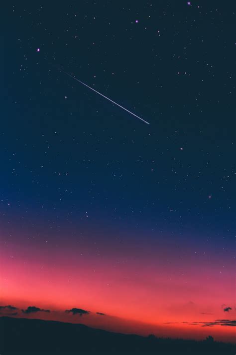 Night Sky with Shooting Star | TAGS: pink, blue, deep, sunset, comet, stars, starry, high ...