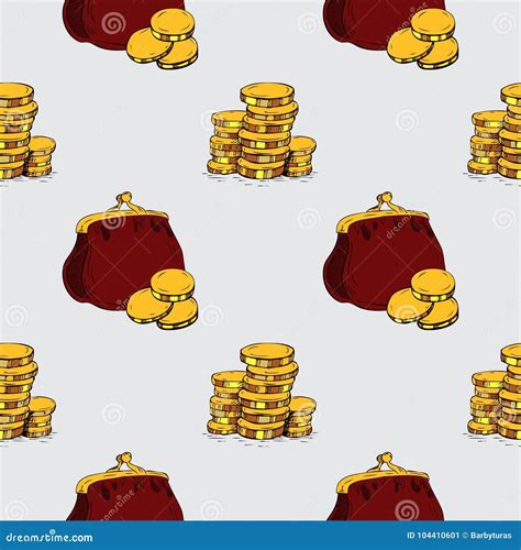 Seamless Pattern. Money Hand Drawing Elements Stock Illustration - Illustration of abundance ...