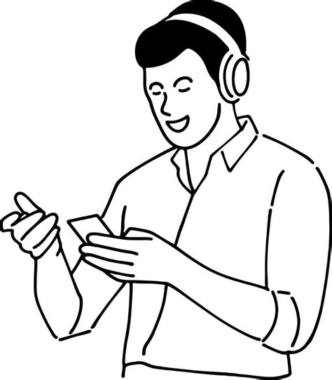 Illustration of a man using headphones 20322447 Vector Art at Vecteezy