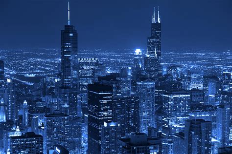 Downtown Chicago- Aerial View At Night by Kubrak78