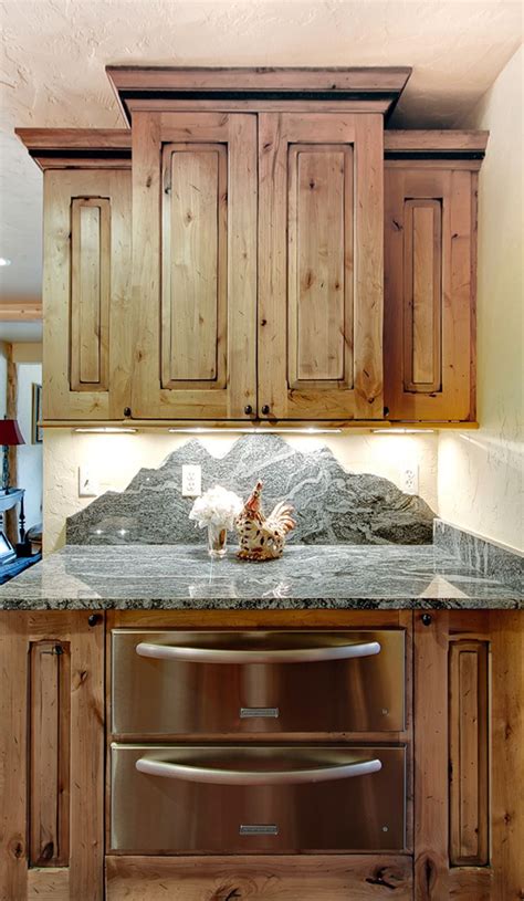 Amazing Knotty Alder Kitchen Cabinets With Brown Color Wooden Kitchen ...