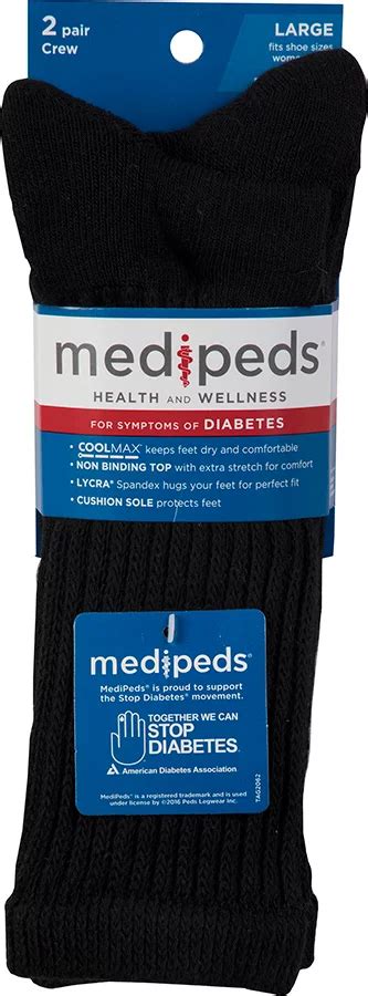 MediPeds Diabetic Crew Socks Large Black - Shop Socks & Hose at H-E-B